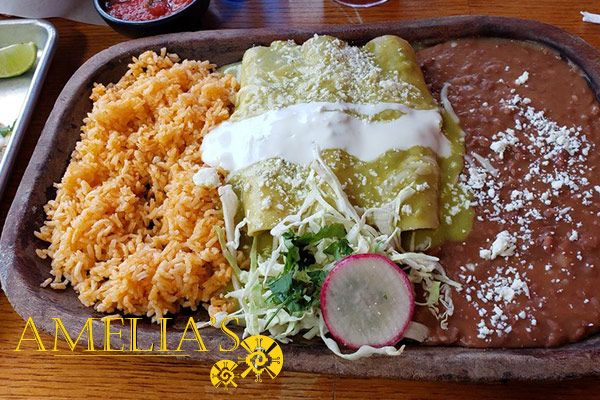 image of home page for Amelias Mexican Food website